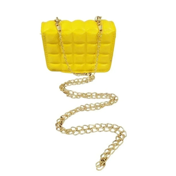 Yellow Golden Mini Clutch Handbag Purse. Pearls and Sparkles - Picture 3 of 7